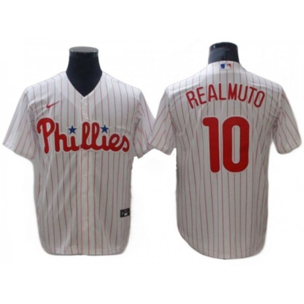 Philadelphia Phillies #10 J.T. Realmuto White Home Cool Base Jersey