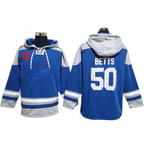 Los Angeles Dodgers #50 Mookie Betts Blue Pullover Hoodie Jersey