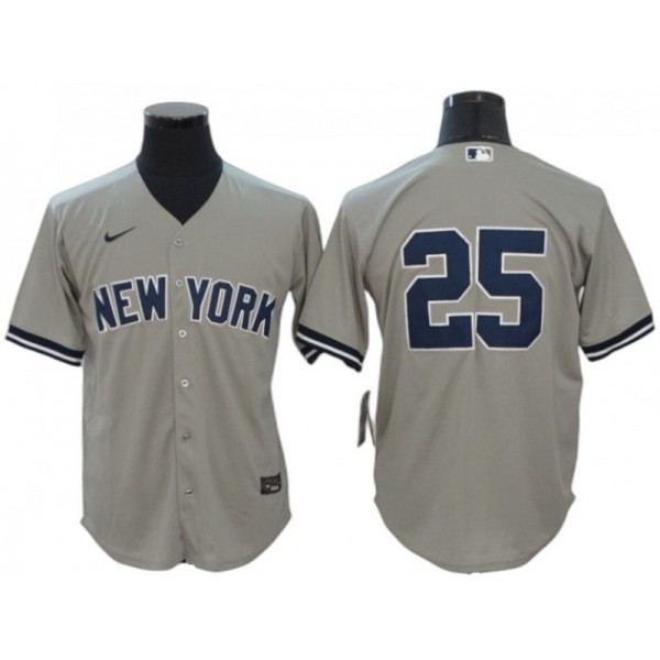 New York Yankees #25 Gleyber Torres Gray Road Cool Base Jersey