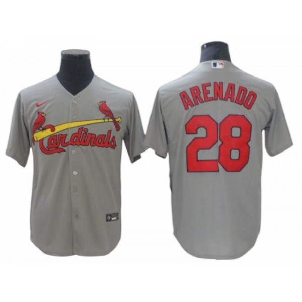 St. Louis Cardinals #28 Nolan Arenado Gray Road Cool Base Jersey