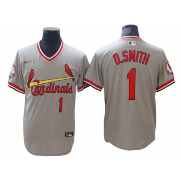 St. Louis Cardinals #1 Ozzie Smith Vintage Gray Jersey