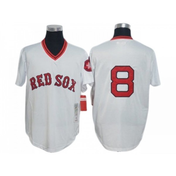 Boston Red Sox #8 Carl Yastrzemski White 1975 Throwback Jersey