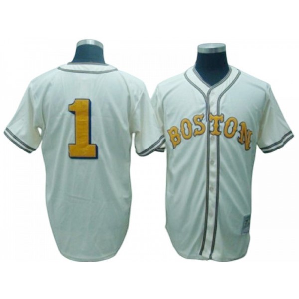 Boston Red Sox #1 Bobby Doerr Cream Throwback Jersey