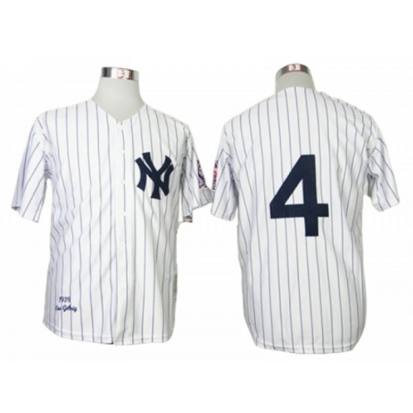 New York Yankees #4 Lou Gehrig White Throwback Jersey