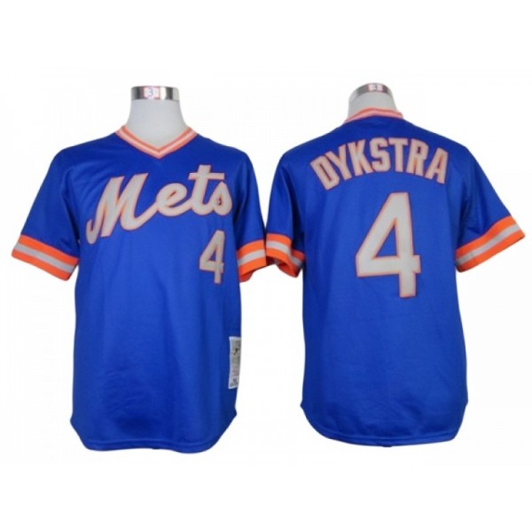 New York Mets #4 Lenny Dykstra Blue Throwback Jersey