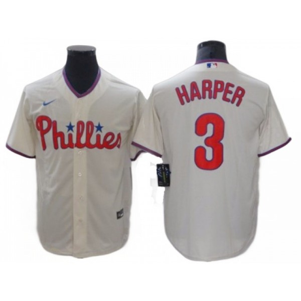 Philadelphia Phillies #3 Bryce Harper Cream Cool Base Jersey