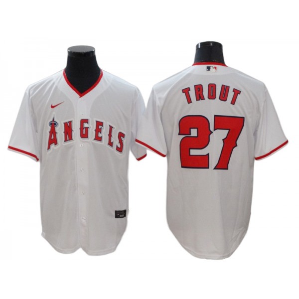 Los Angeles Angels #27 Mike Trout White Home Cool Base Jersey