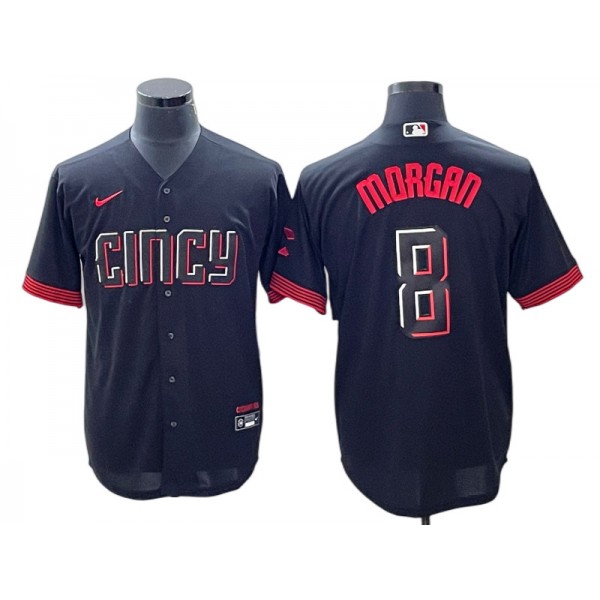 Cincinnati Reds #8 Joe Morgan Black 2023 City Connect Jersey