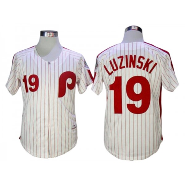 Philadelphia Phillies #19 Greg Luzinski White 1983 Throwback Jersey