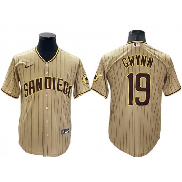 San Diego Padres #19 Tony Gwynn Gray Pinstripe Cool Base Jersey