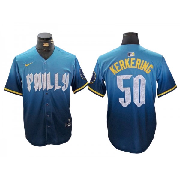 Philadelphia Phillies #50 Orion Kerkering Blue 2024 City Connect Limited Jersey