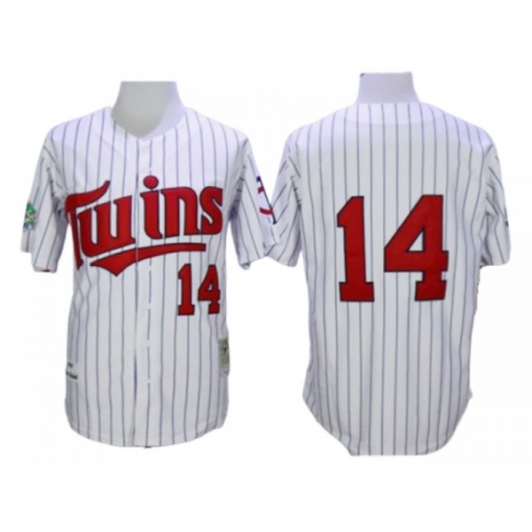 Minnesota Twins #14 Kent Hrbek White Stripe 1991 Throwback Jersey