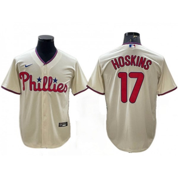 Philadelphia Phillies #17 Rhys Hoskins Cream Cool Base Jersey