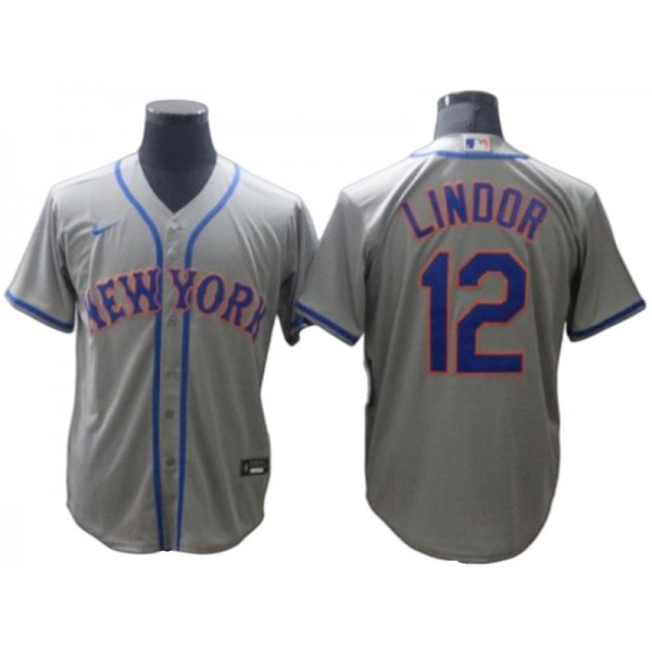 New York Mets #12 Francisco Lindor Gray Road Jersey