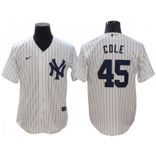 New York Yankees #45 Gerrit Cole White Cool Base Player Name Jersey