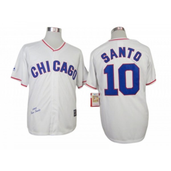 Chicago Cubs #10 Ron Santo White 1968 Throwback Jersey