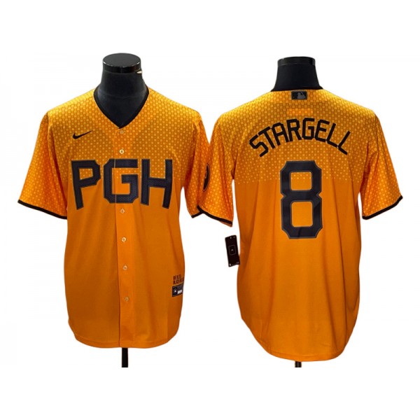 Pittsburgh Pirates #8 Willie Stargell Gold City Connect Jersey