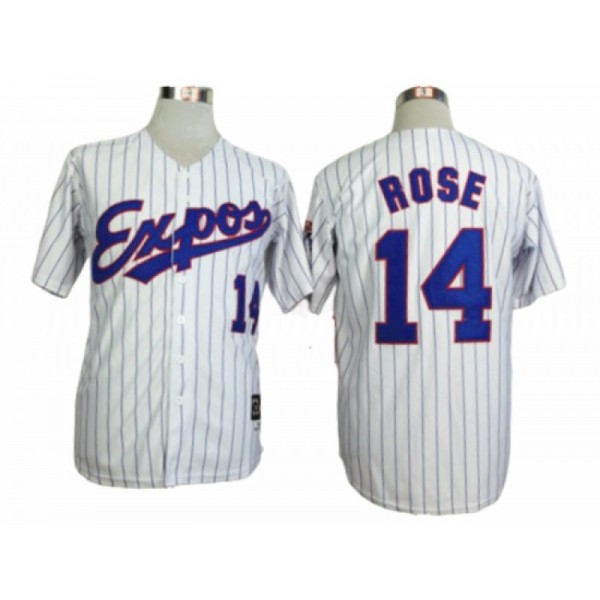 Montreal Expos #14 Pete Rose White Stripe Throwback Jersey