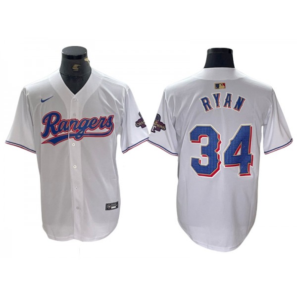 Texas Rangers #34 Nolan Ryan White 2024 Gold Collection Limited Jersey