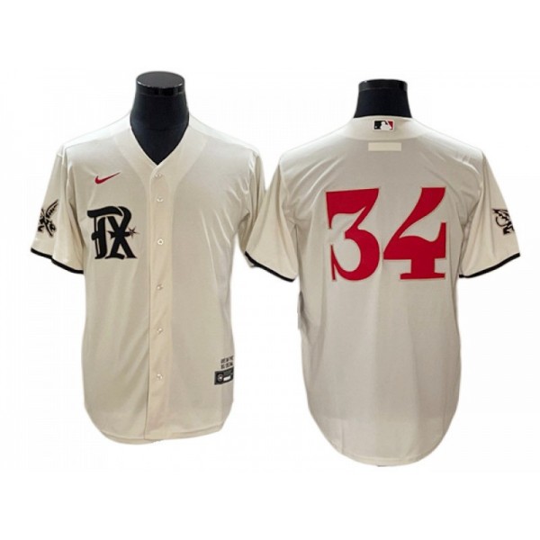 Texas Rangers #34 Nolan Ryan Cream 2023 City Connect Jersey