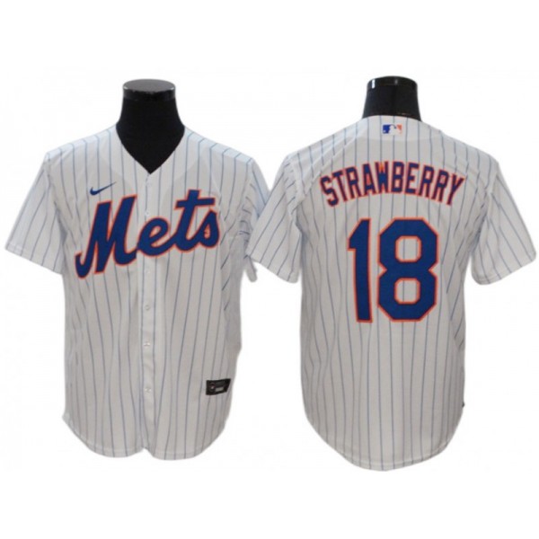 New York Mets #18 Darryl Strawberry White Home Cool Base Jersey