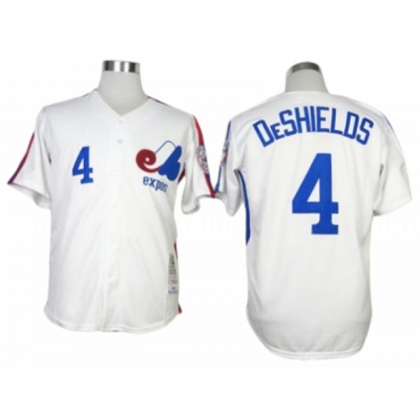 Montreal Expos #4 Delino DeShields White Throwback Jersey