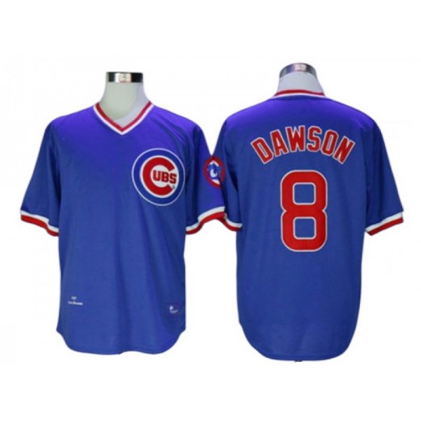 Chicago Cubs #8 Andre Dawson Blue 1987 Throwback Jersey