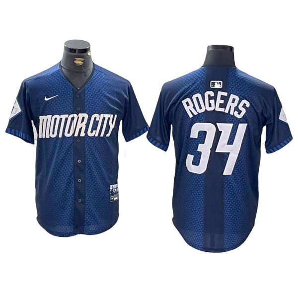 Detroit Tigers #34 Jake Rogers Navy 2024 City Connect Limited Jersey