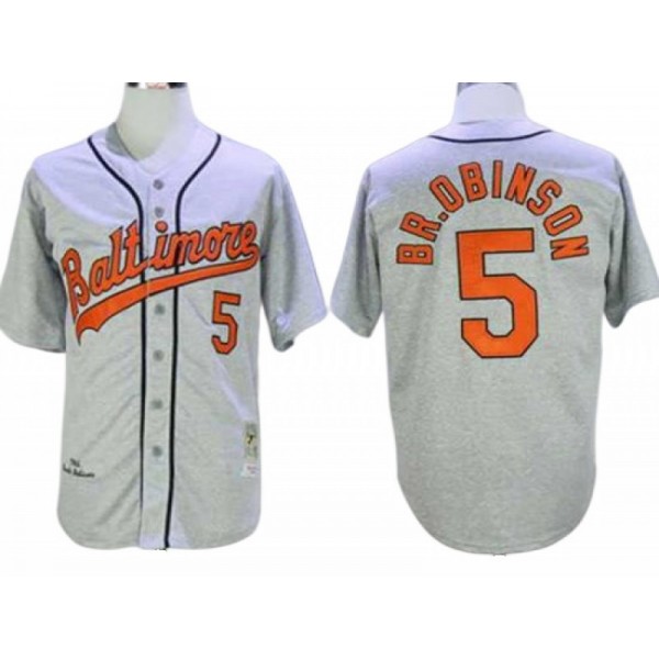 Baltimore Orioles #5 Brooks Robinson Gray Throwback Jersey