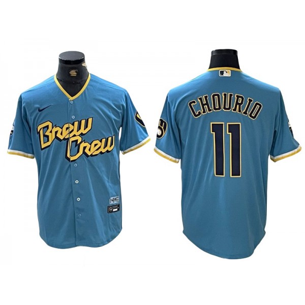 Milwaukee Brewers #11 Jackson Chourio Powder Blue 2022 City Connect Cool Base Jersey