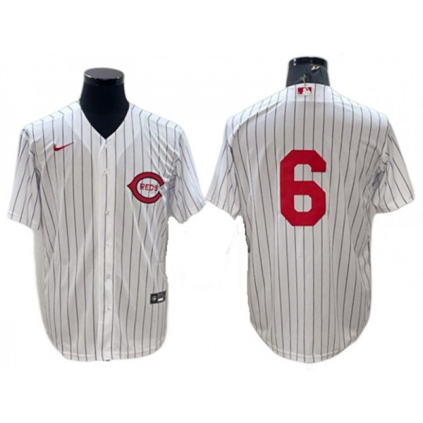 Cincinnati Reds #6 Jonathan India Vintage White Pinstripe Jersey