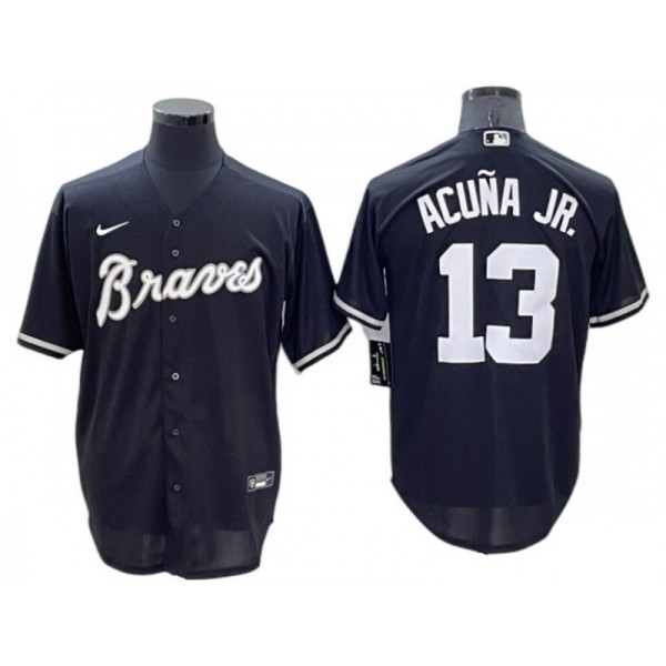 Atlanta Braves #13 Ronald Acuna Jr. Black Cool Base Jersey