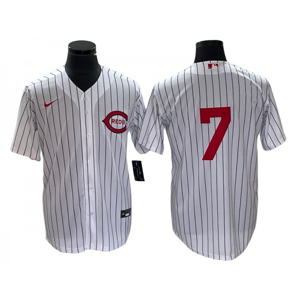 Cincinnati Reds #7 Spencer Steer White At Field Of Dreams Game Jersey