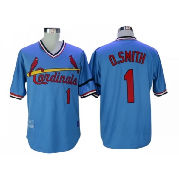 St. Louis Cardinals #1 Ozzie Smith Light Blue 1982 Throwback Jersey