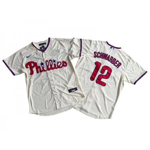 Philadelphia Phillies #12 Kyle Schwarber Cream Cool Base Jersey