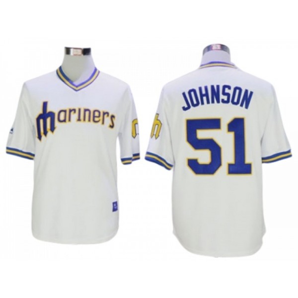 Seattle Mariners #51 Randy Johnson White Throwback Jersey