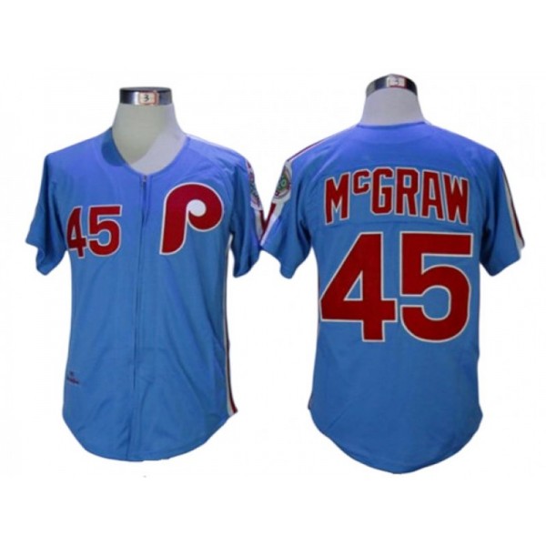 Philadelphia Phillies #45 Tug McGraw Light Blue 1983 Throwback Jersey