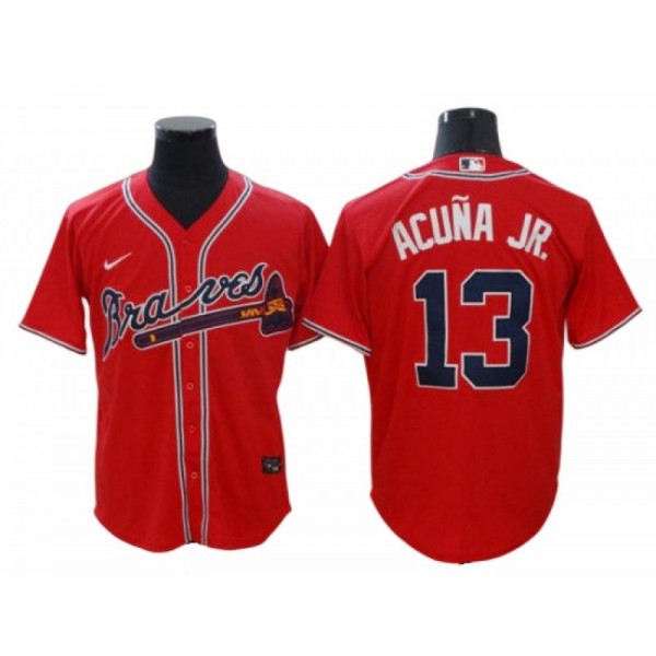 Atlanta Braves #13 Ronald Acuna Jr. Red Alternate Cool Base Jersey