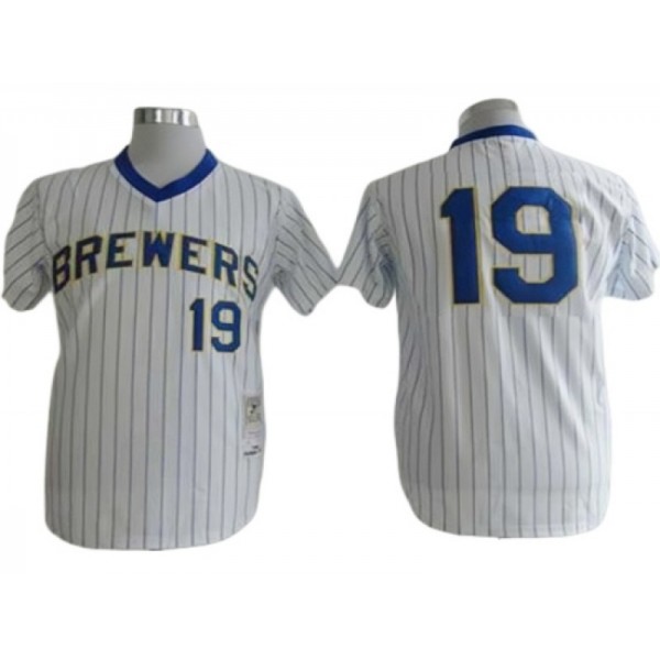 Milwaukee Brewers #19 Robin Yount White Pinstripe 1982 Throwback Jersey