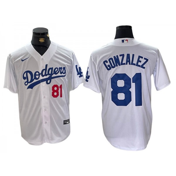 Los Angeles Dodgers #81 Victor Gonzalez White Limited Jersey