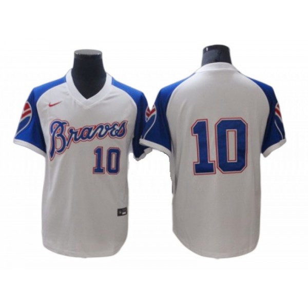 Atlanta Braves #10 Chipper Jones Vintage White Jersey