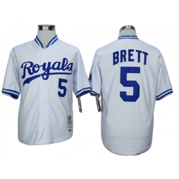 Kansas City Royals #5 George Brett White Throwback Jersey