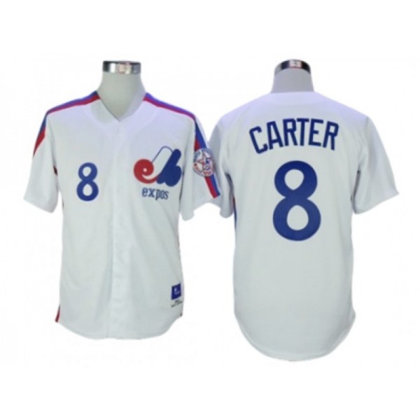 Montreal Expos #8 Gary Carter White Throwback Jersey