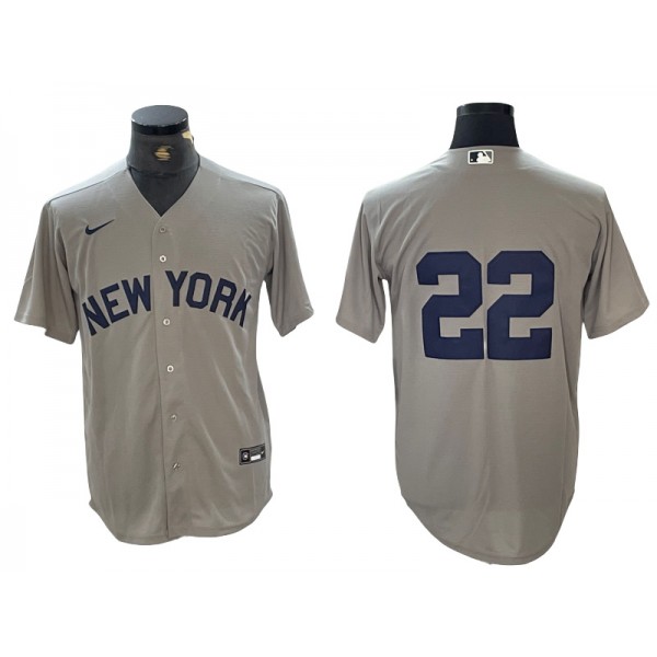 New York Yankees #22 Juan Soto Gray Cool Base Jersey