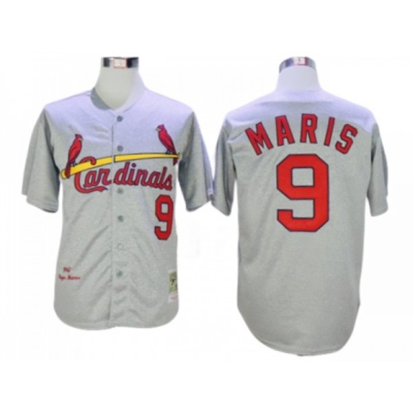 St. Louis Cardinals #9 Roger Maris Gray 1967 Throwback Jersey