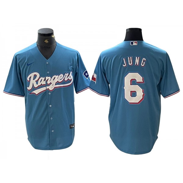 Texas Rangers #6 Josh Jung Light Blue Cool Base Jersey