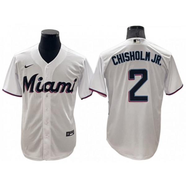 Miami Marlins #2 Jazz Chisholm Jr. White Home Cool Base Jersey