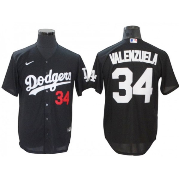 Los Angeles Dodgers #34 Fernando Valenzuela Black Turn Back The Clock Cool Base Jersey