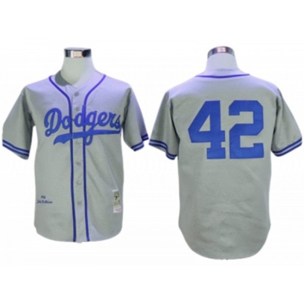 Los Angeles Dodgers #42 Jackie Robinson Gray 1955 Throwback Jersey