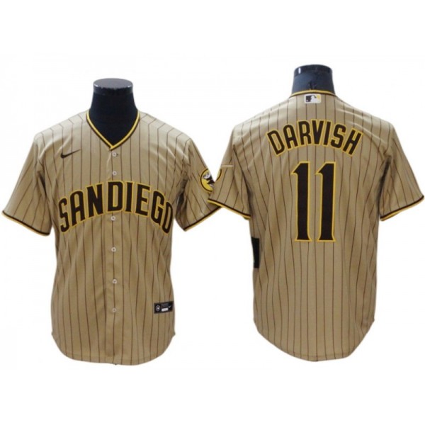 San Diego Padres #11 Yu Darvish Sand Alternate Cool Base Jersey